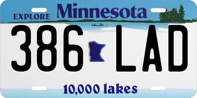 MN license plate 386LAD