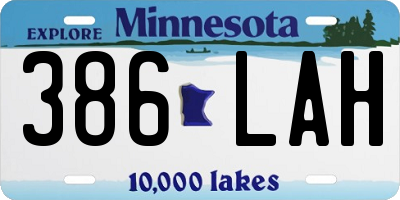 MN license plate 386LAH