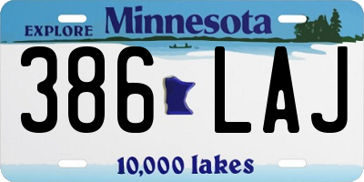 MN license plate 386LAJ