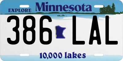 MN license plate 386LAL