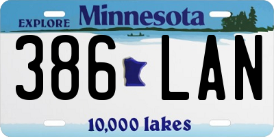 MN license plate 386LAN