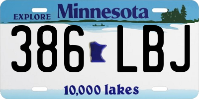 MN license plate 386LBJ