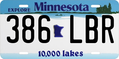 MN license plate 386LBR