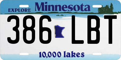 MN license plate 386LBT