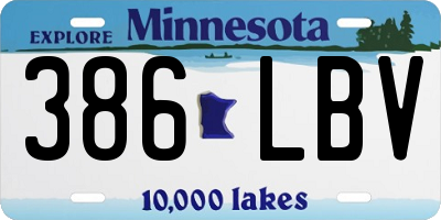 MN license plate 386LBV