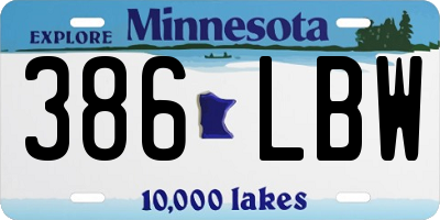 MN license plate 386LBW
