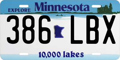 MN license plate 386LBX
