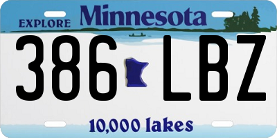 MN license plate 386LBZ