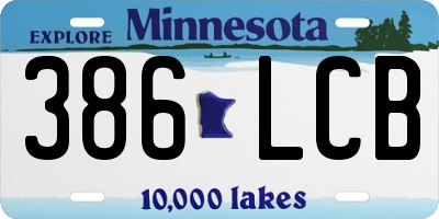 MN license plate 386LCB