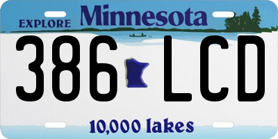 MN license plate 386LCD
