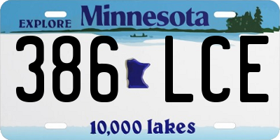 MN license plate 386LCE