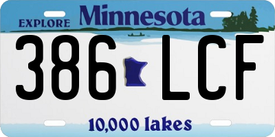 MN license plate 386LCF