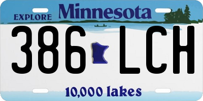 MN license plate 386LCH