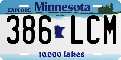 MN license plate 386LCM