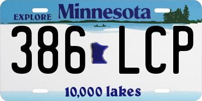 MN license plate 386LCP