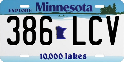 MN license plate 386LCV