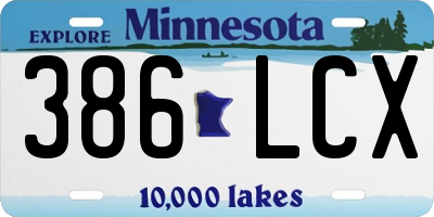 MN license plate 386LCX