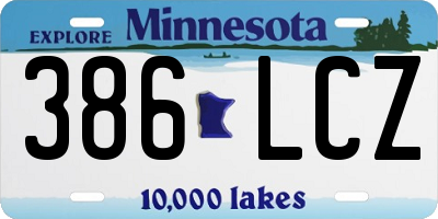MN license plate 386LCZ