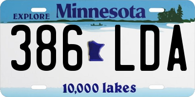 MN license plate 386LDA
