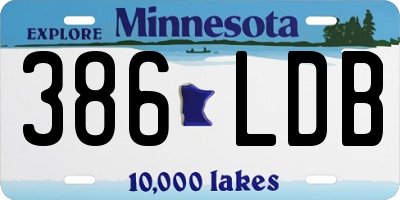 MN license plate 386LDB