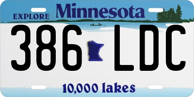 MN license plate 386LDC