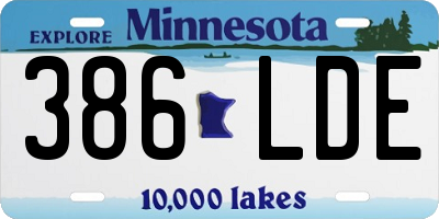 MN license plate 386LDE