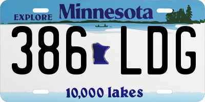 MN license plate 386LDG