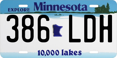 MN license plate 386LDH