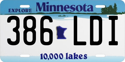 MN license plate 386LDI
