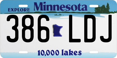MN license plate 386LDJ