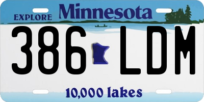 MN license plate 386LDM