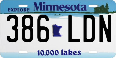 MN license plate 386LDN