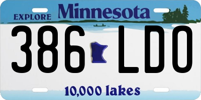 MN license plate 386LDO