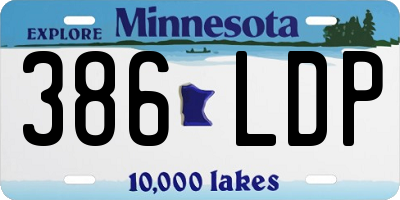 MN license plate 386LDP