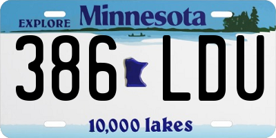 MN license plate 386LDU