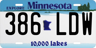 MN license plate 386LDW