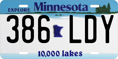 MN license plate 386LDY
