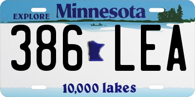 MN license plate 386LEA