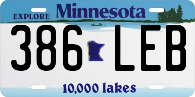 MN license plate 386LEB