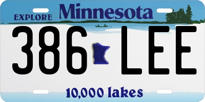 MN license plate 386LEE