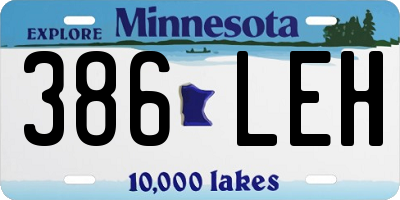 MN license plate 386LEH