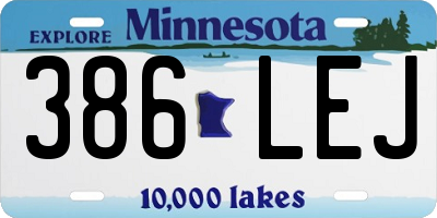 MN license plate 386LEJ