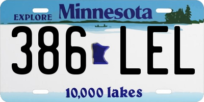 MN license plate 386LEL