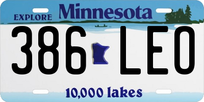 MN license plate 386LEO