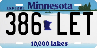 MN license plate 386LET