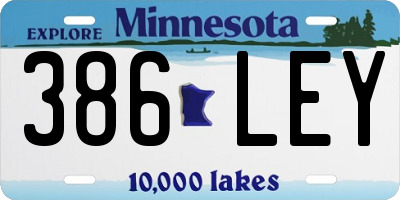 MN license plate 386LEY