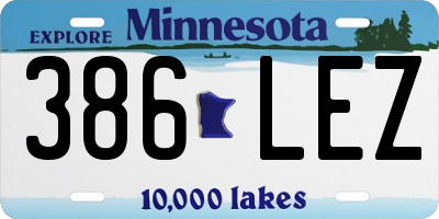 MN license plate 386LEZ