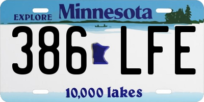 MN license plate 386LFE