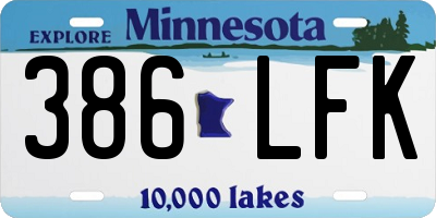 MN license plate 386LFK