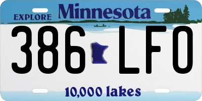 MN license plate 386LFO